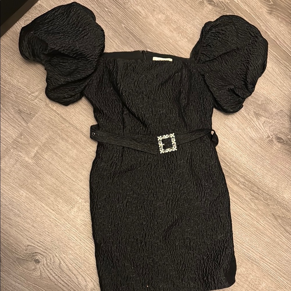 Elegant Black Puff Sleeve Dress